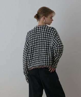 GRACE CONTINENTAL ツイードニットショートカーディガン ブラック