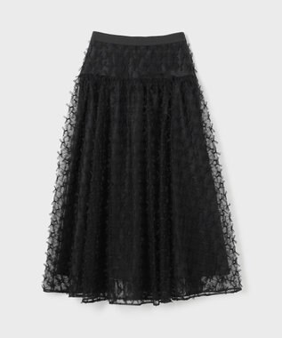 GRACE CONTINENTAL チュールリボン刺繍スカート ブラック