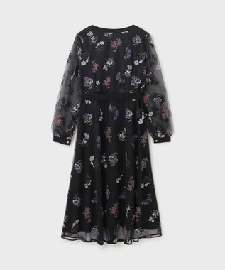 GRACE CONTINENTAL チュールフラワー刺繍ワンピース ブラック