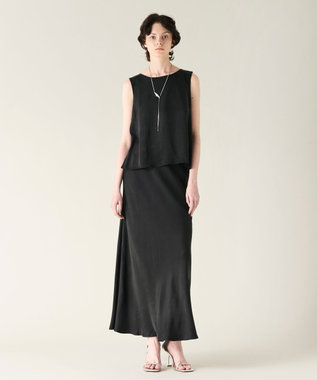 GRACE CONTINENTAL キュプラサテンフレアスカート ブラック