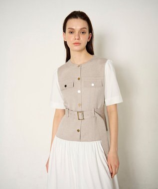 GRACE CONTINENTAL レイヤードコンビワンピース ベージュ