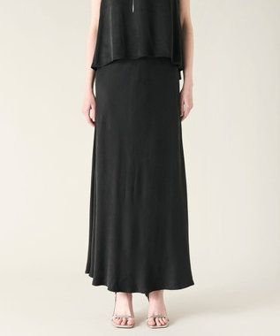 GRACE CONTINENTAL キュプラサテンフレアスカート ブラック