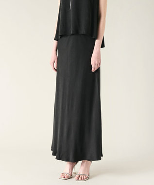 GRACE CONTINENTAL キュプラサテンフレアスカート ブラック