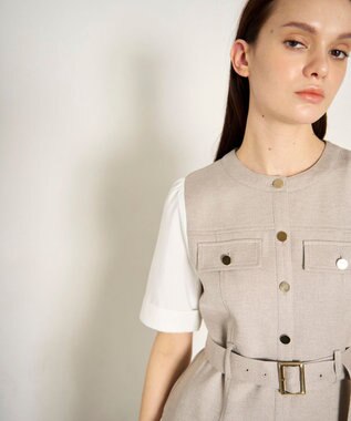 GRACE CONTINENTAL レイヤードコンビワンピース ベージュ