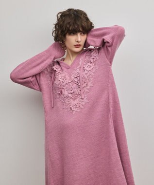 GRACE CONTINENTAL ケミカルレースニットワンピース ピンク