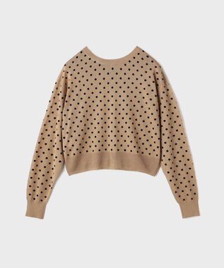 GRACE CONTINENTAL ドットフロッキーニットカーディガン ゴールド