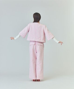 GRACE CONTINENTAL チェックツイードショートジャケット ピンク