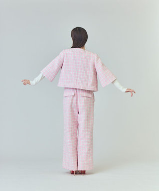 GRACE CONTINENTAL チェックツイードショートジャケット ピンク