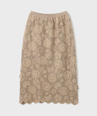 GRACE CONTINENTAL クロシュ刺繍スカート ベージュ