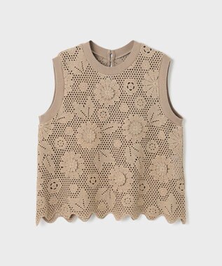 GRACE CONTINENTAL クロシュ刺繍トップ ベージュ