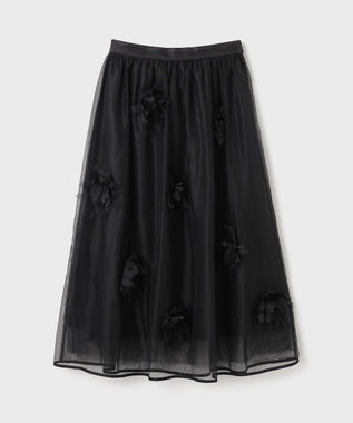 GRACE CONTINENTAL メッシュフラワースカート ブラック