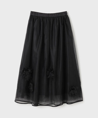 GRACE CONTINENTAL メッシュフラワースカート ブラック