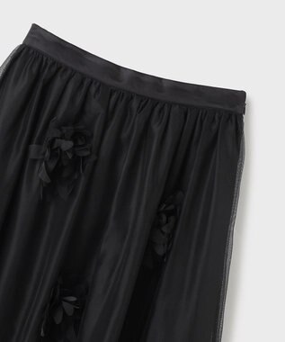 GRACE CONTINENTAL メッシュフラワースカート ブラック