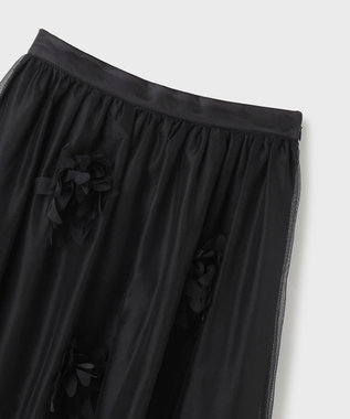 GRACE CONTINENTAL メッシュフラワースカート ブラック