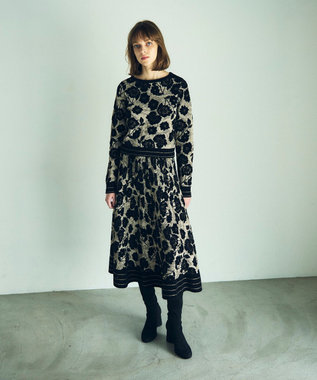 GRACE CONTINENTAL フローラルラメニットトップ ブラック