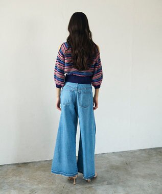 GRACE CONTINENTAL ボーダーパフニットトップ ネイビー