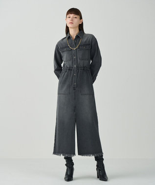GRACE CONTINENTAL デニムドロストスリットワンピース ブラック