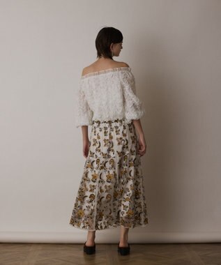 GRACE CONTINENTAL サラサ刺繍チュールスカート ホワイト
