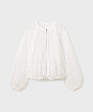 GRACE CONTINENTAL チュールノーカラーブルゾン ホワイト