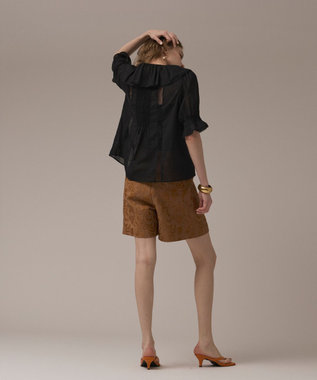 GRACE CONTINENTAL コットンフリルカラーブラウス ブラック