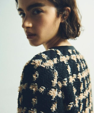 GRACE CONTINENTAL フェザーチェックツイードコート ベージュ