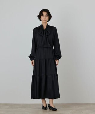 GRACE CONTINENTAL ボウタイティアードワンピース ブラック