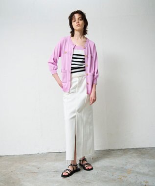 GRACE CONTINENTAL 配色ニットカーディガン ピンク