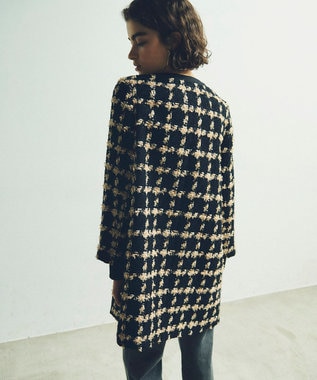 GRACE CONTINENTAL フェザーチェックツイードコート ベージュ