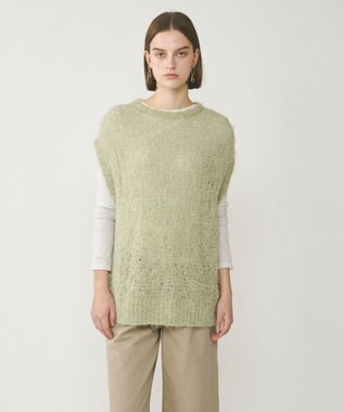 GRACE CONTINENTAL フィルムヤーンニットベスト ライトグリーン