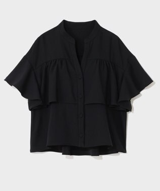 GRACE CONTINENTAL ラッフルレイヤードブラウス ブラック