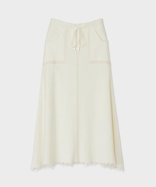 GRACE CONTINENTAL ミラノリブロングスカート ホワイト