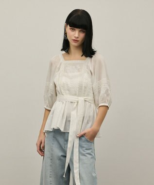 GRACE CONTINENTAL レースコンビピンタックブラウス