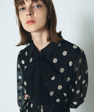 GRACE CONTINENTAL ラメドット刺繍ドレス ブラック