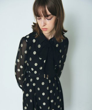 GRACE CONTINENTAL ラメドット刺繍ドレス ブラック