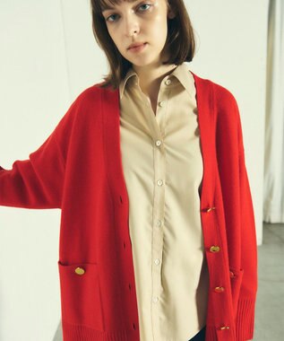 GRACE CONTINENTAL メリノウールニットカーディガン レッド