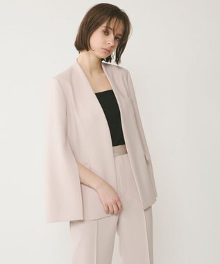 GRACE CONTINENTAL ダブルクロスノーカラージャケット ベージュ