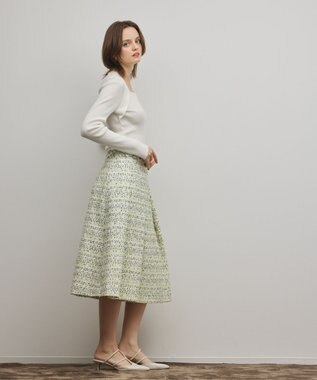 GRACE CONTINENTAL ミックスツイードスカート イエロー