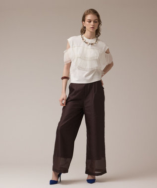 GRACE CONTINENTAL プリーツチュールカットトップ ホワイト