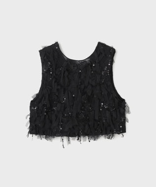 GRACE CONTINENTAL フリンジベスト ブラック