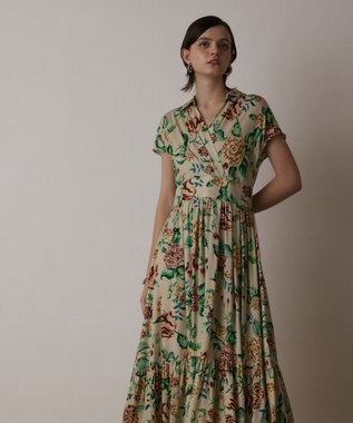 GRACE CONTINENTAL アンティークフラワープリントワンピース ベージュ