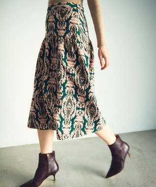 GRACE CONTINENTAL オーナメントジャガードスカート グリーン
