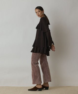 GRACE CONTINENTAL シフォンフリルブラウス ダークブラウン