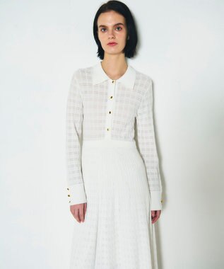 GRACE CONTINENTAL ウェーブニットワンピース ホワイト