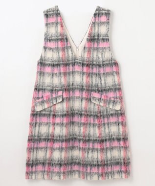 GRACE CONTINENTAL シャギーチェックジャンパースカート ピンク