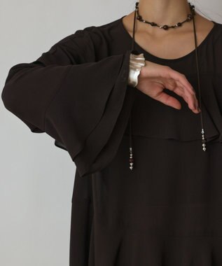 GRACE CONTINENTAL シフォンフリルブラウス ダークブラウン