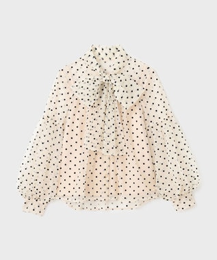 GRACE CONTINENTAL チュールドットボウタイブラウス キナリ