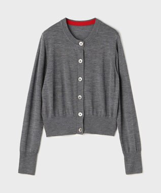GRACE CONTINENTAL バイカラーウールニットカーディガン グレー