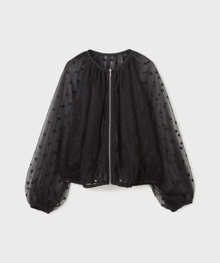GRACE CONTINENTAL チュールノーカラーブルゾン ブラック