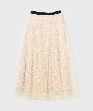 GRACE CONTINENTAL チュールリボン刺繍スカート ベージュ