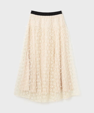 GRACE CONTINENTAL チュールリボン刺繍スカート ベージュ